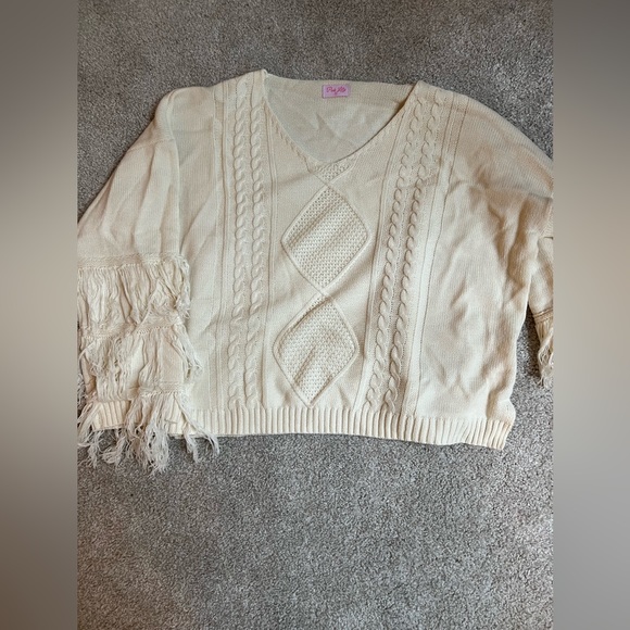 Pink Lily Sweaters - Pink Lily Fringe Sweater